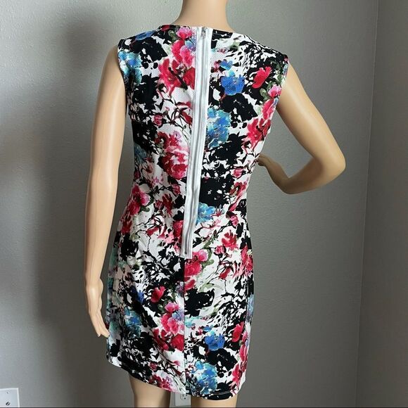 Fifth & Park Textured Sleeveless Sheath Floral Dress Red Black White Blue Small - Picture 5 of 15